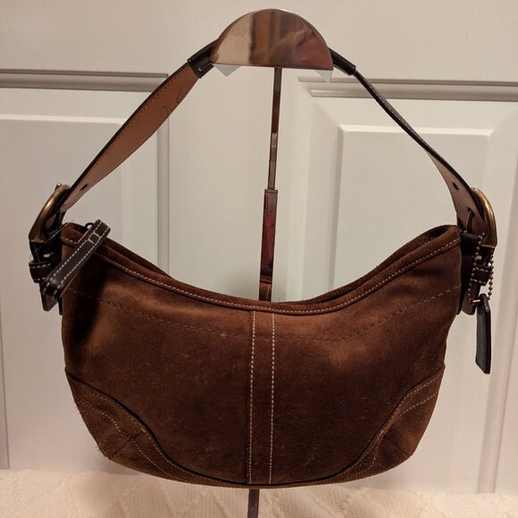 Rare Coach Handbag Brown Hobo Suede 9503 - Picture 1 of 11